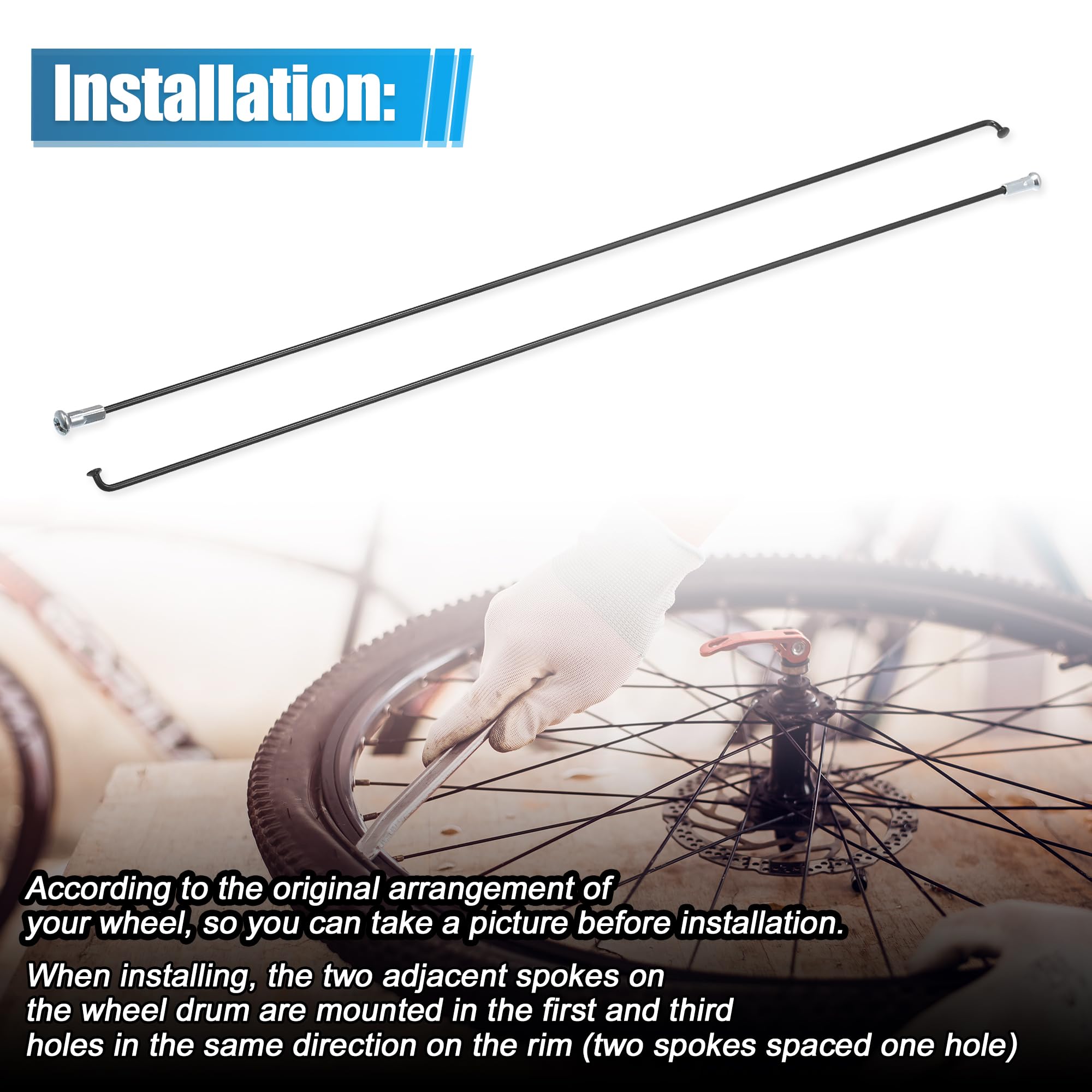 TUCKBOLD 12 pezzi 14G J Bend 295mm Raggi Della Bicicletta Della Bici con Nipples Nero Parti Automotive