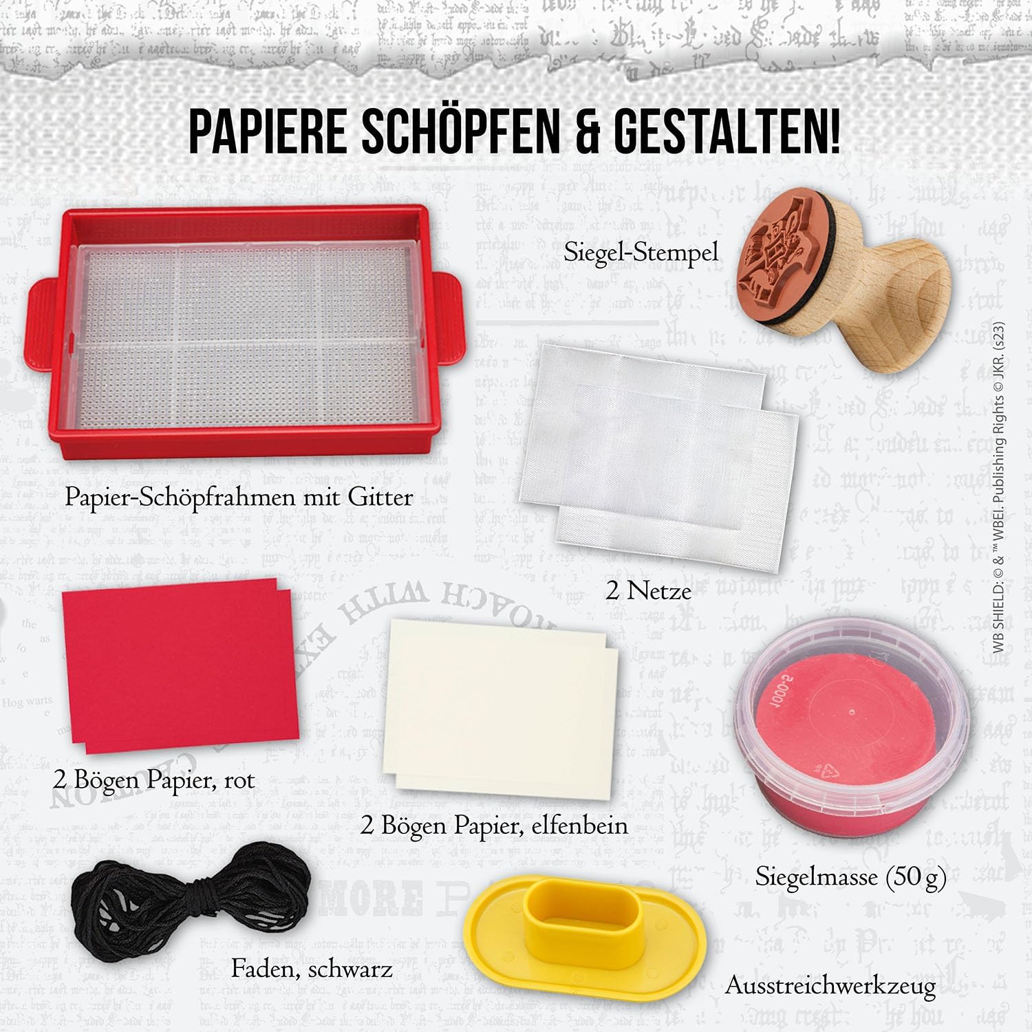 Kosmos 604639 Harry Potter AllesKönnerKiste Letter and Seal, Paper Scoop Frame, with Original Hogwarts™ Crest for Seals, Harry Potter Craft Set for Children and Adults