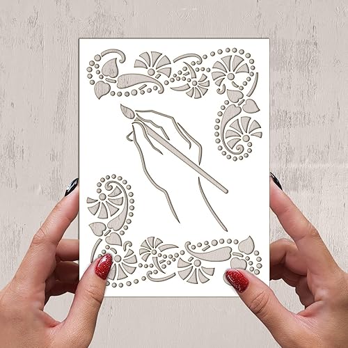 Miniatura 2 de Plantilla decorativa FLONZ de mano de artista (6 x 8 pulgadas) para pintura de pared, álbumes de recortes y decoración de pasteles