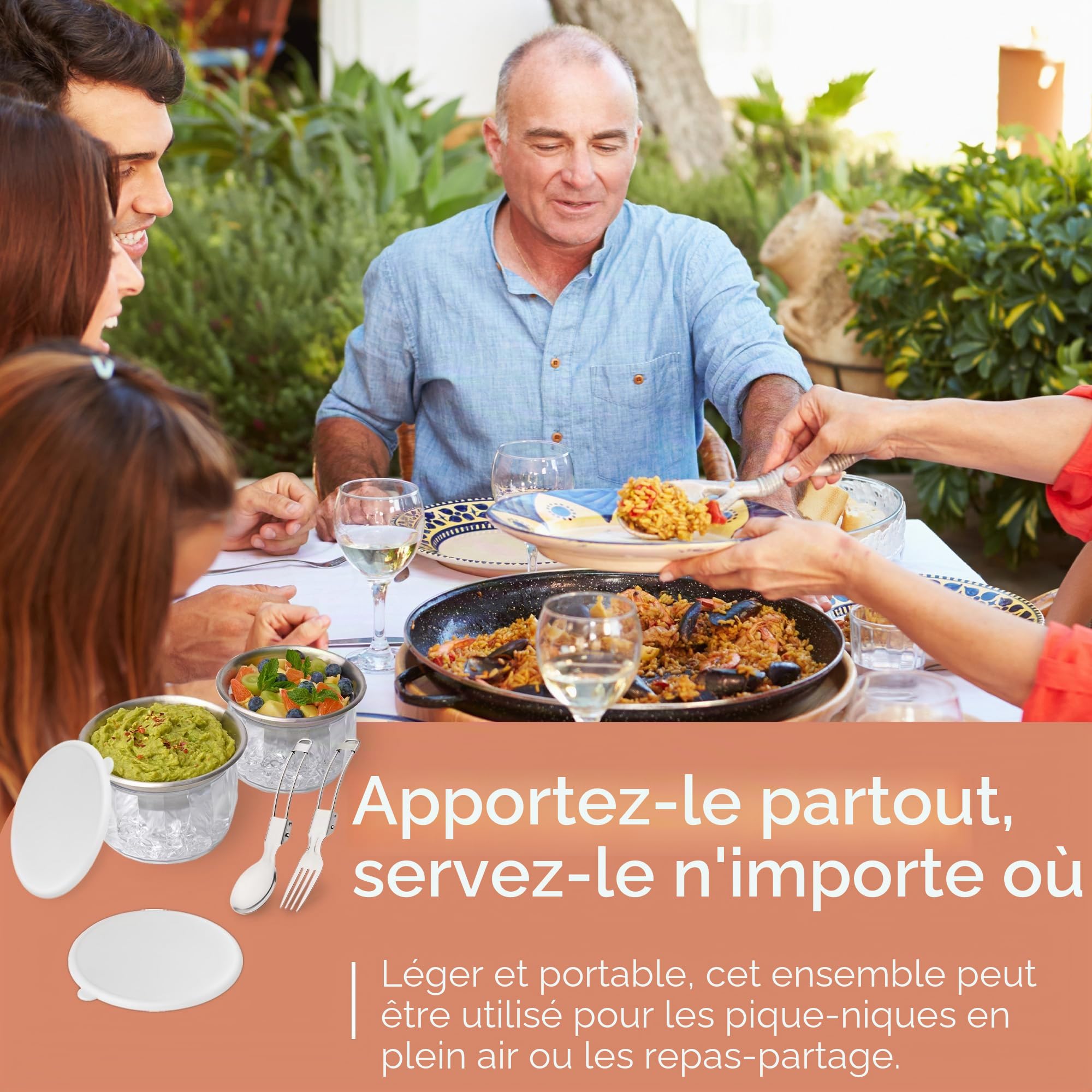 UCO Lot de 2 Bols Réfrigérants avec Couvercle, 590 ml | Bols à Sauce et Récipients à Salade Réfrigérés pour Fêtes