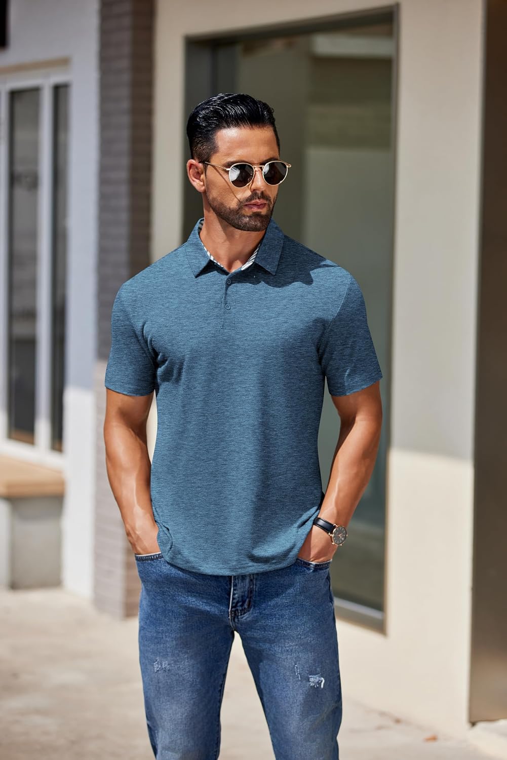 COOFANDY Men's Casual Polo Shirts Short Sleeve Classic Basic Tee Button Collar Shirt Summer Golf T-Shirt - Image 7