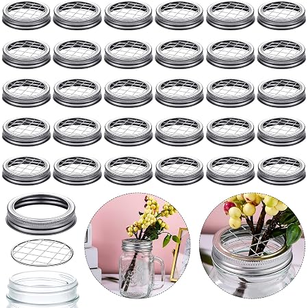 10 Stück Weißblech-Frosch-Deckel Für Einmachgläser – Quadratisches Gitter, 68 Mm, Blumenorganizer