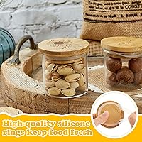 Vista 5 de Tessco for you 6 Packs Yogurt Jar Lids Set Bamboo Wood for Jars Reusable Lid with Silicone Sealing Rings and Different Patterns Compatible with Oui