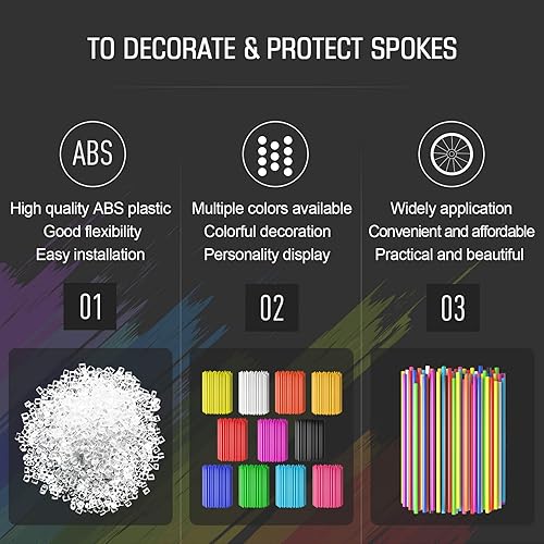 Miniatura 43 de PSLER 72 fundas de radios para decoración de tuberías para motocicleta, motocross, pit Dirt Bike Azul cielo