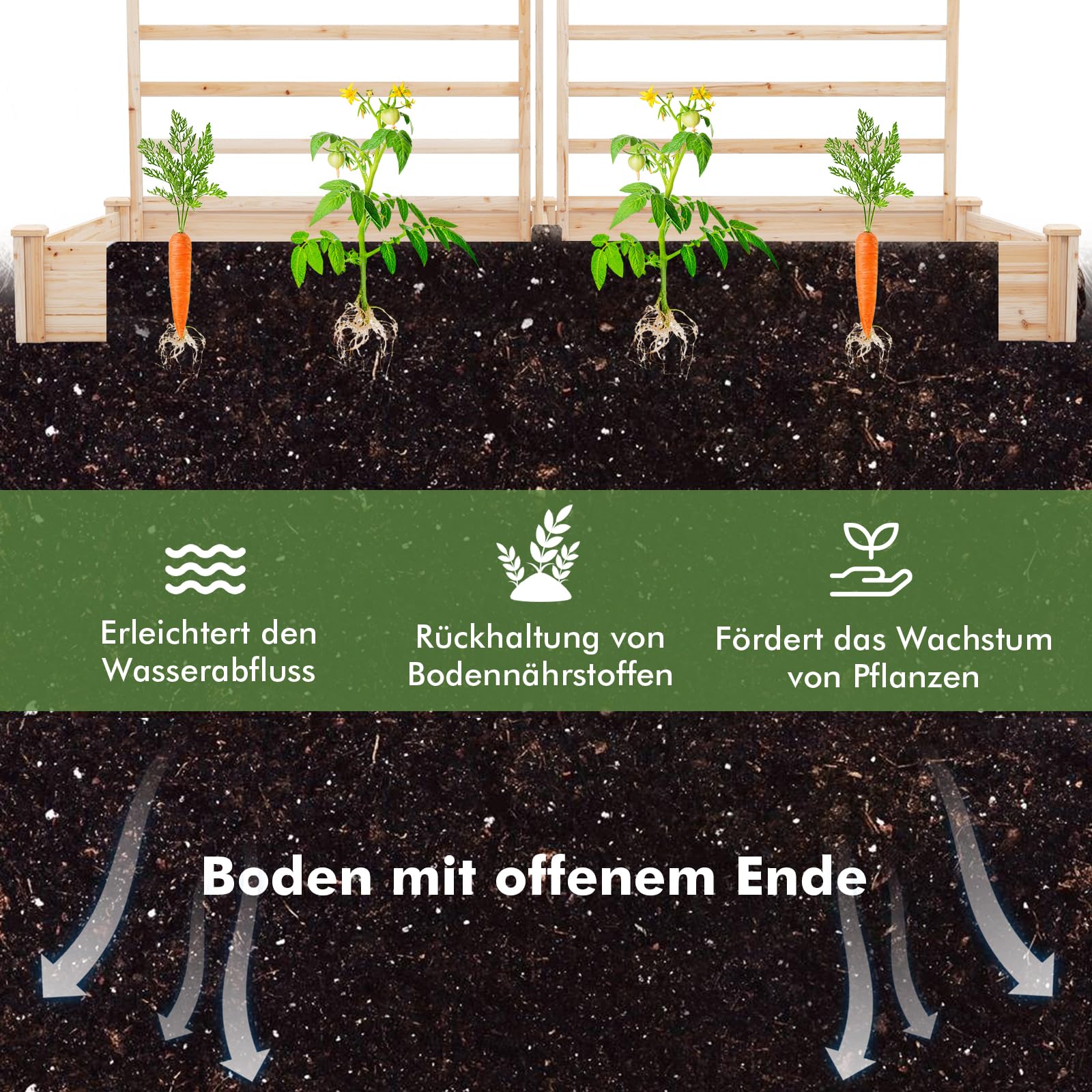GOPLUS Verhoogd bloembed met rankrooster, plantenbak