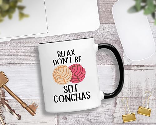 Miniatura 2 de Casitika Regalos Conchas Pan Dulce. Taza de 11 onzas Dont Be Self Conchas. Divertida taza mexicana de concha. Idea de regalo para mamá latina o Tia