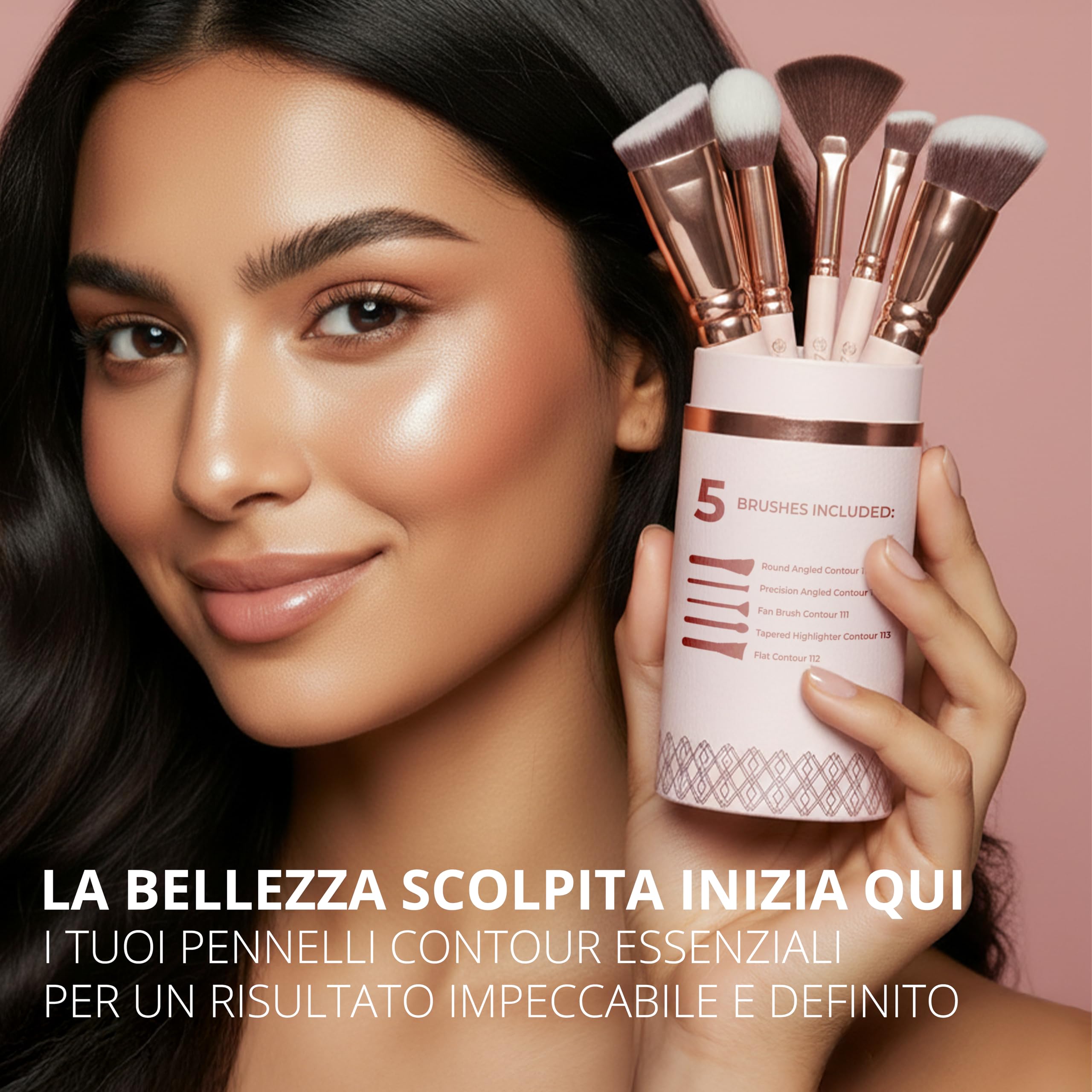 Pennelli Make Up Contouring Professionali Pennello Contouring Kabuki - Per Applicare Fondotinta, Arrossire, Contouring Creme et Polveri - Set Vegano et Non Testato Sugli Animali