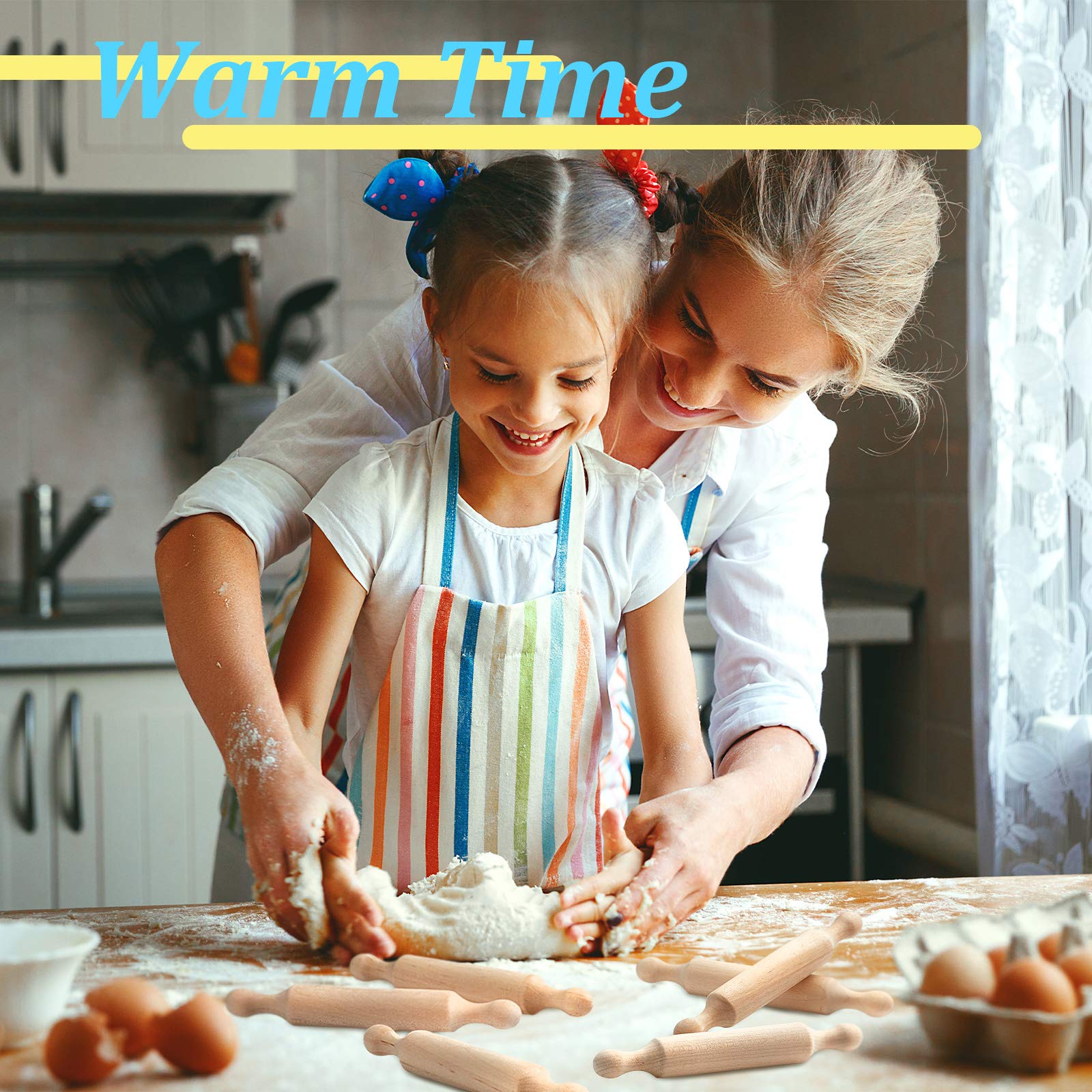 15 rodillos pequeños de madera para cocina, para hornear masa pequeña para niños, fondant, pastelería, pizza, manualidades y juego imaginativo para Halloween y regalos de Navidad (7 pulgadas) 7