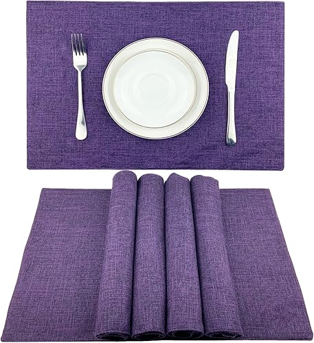 Miniatura 1 de Weabetfu Juego de 6 manteles individuales de tela resistentes al calor, manteles individuales de algodón y lino, lavables a máquina, manteles