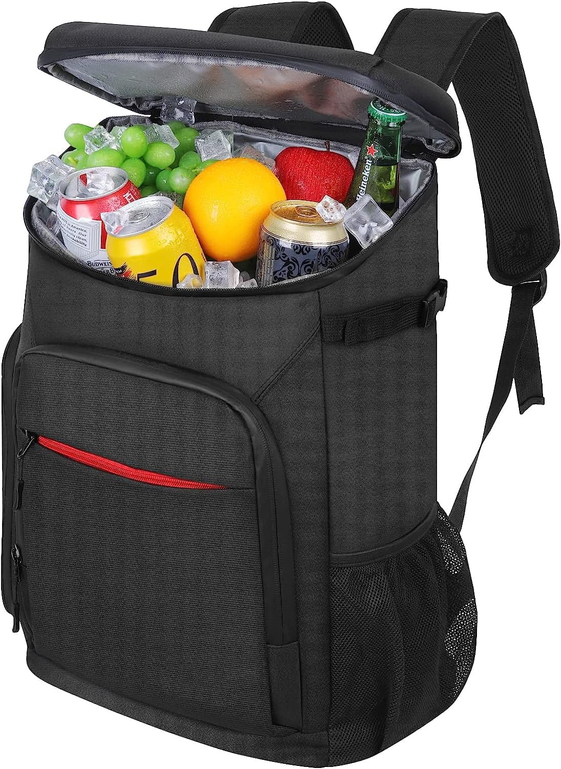 NALACAL Large Cooler Picnic Backpack, 35L Insulated Leakproof Soft Sided Backpack for Camping BBQ Family Beach Hiking Outdoor, Black