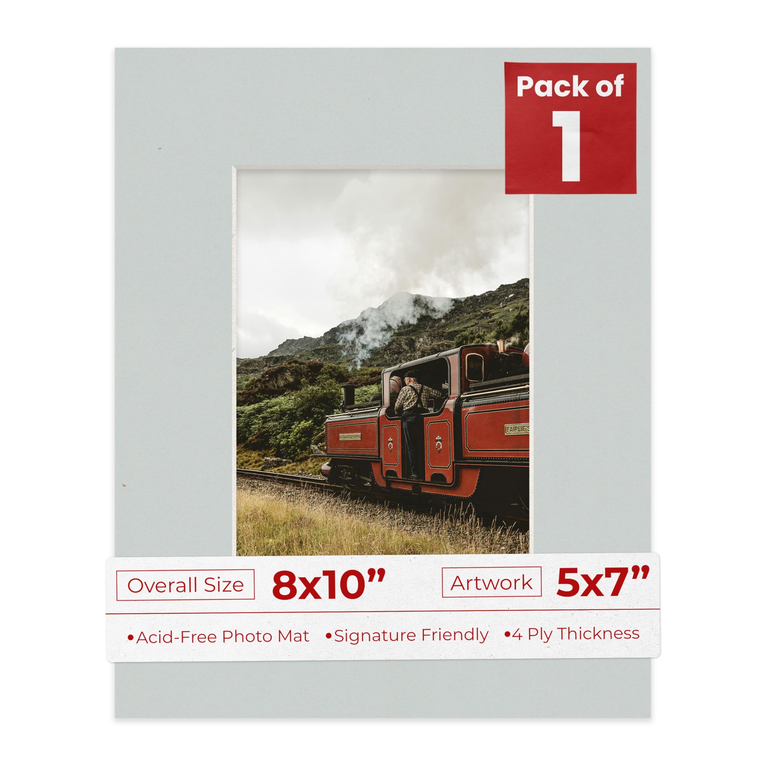 8x10 Mat for 5x7 Photo - Precut Grey Picture Matboard for Frames Measuring 8 x 10 Inches - Bevel Cut Matte to Display Art Measuring 5 x 7 Inches - Acid Free ONE MAT-image-21