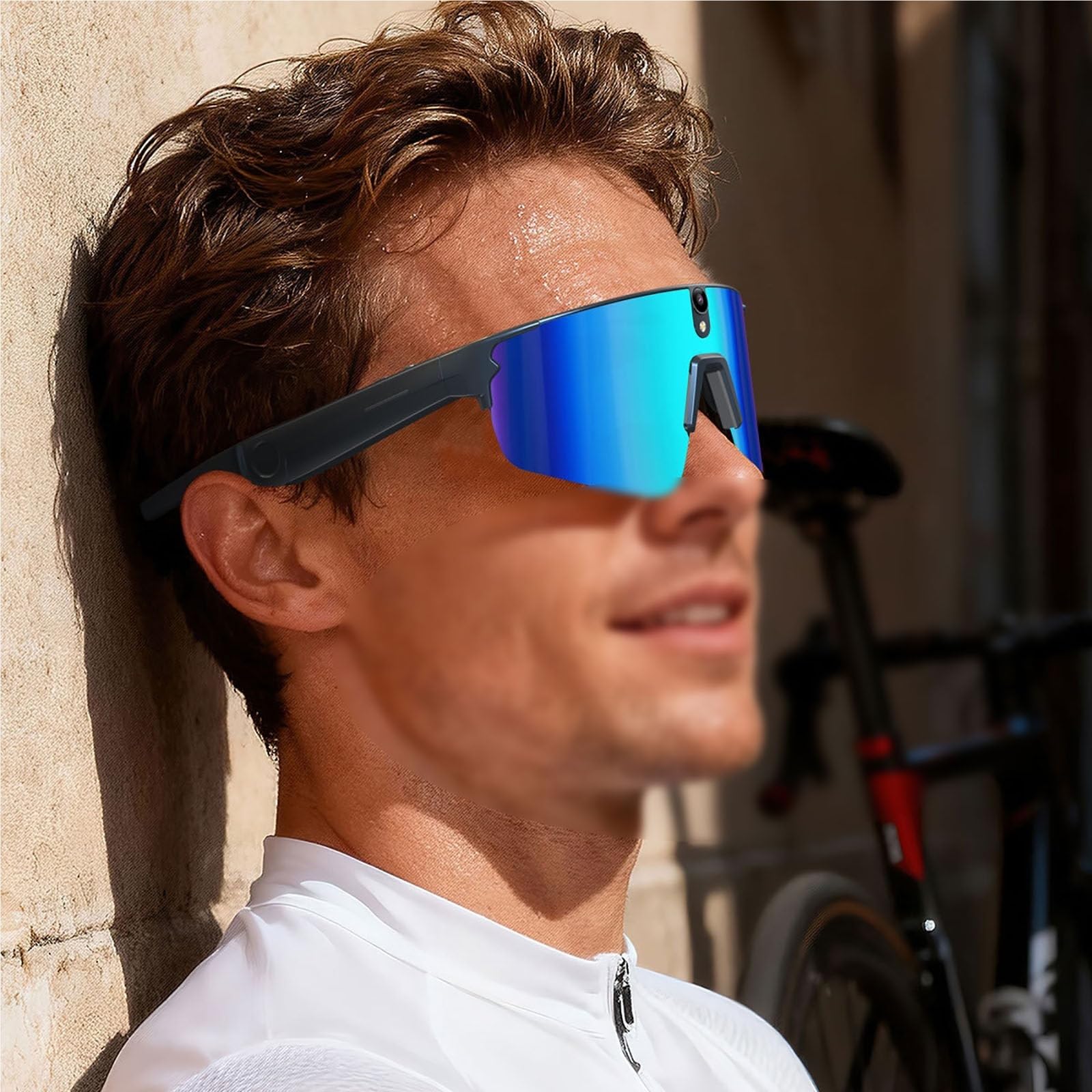 Mothdust Occhiali Sole Sport AI Telecamera 4K Doppio Microfono Riduzione Rumore IP66 Impermeabile Per Video Ciclismo