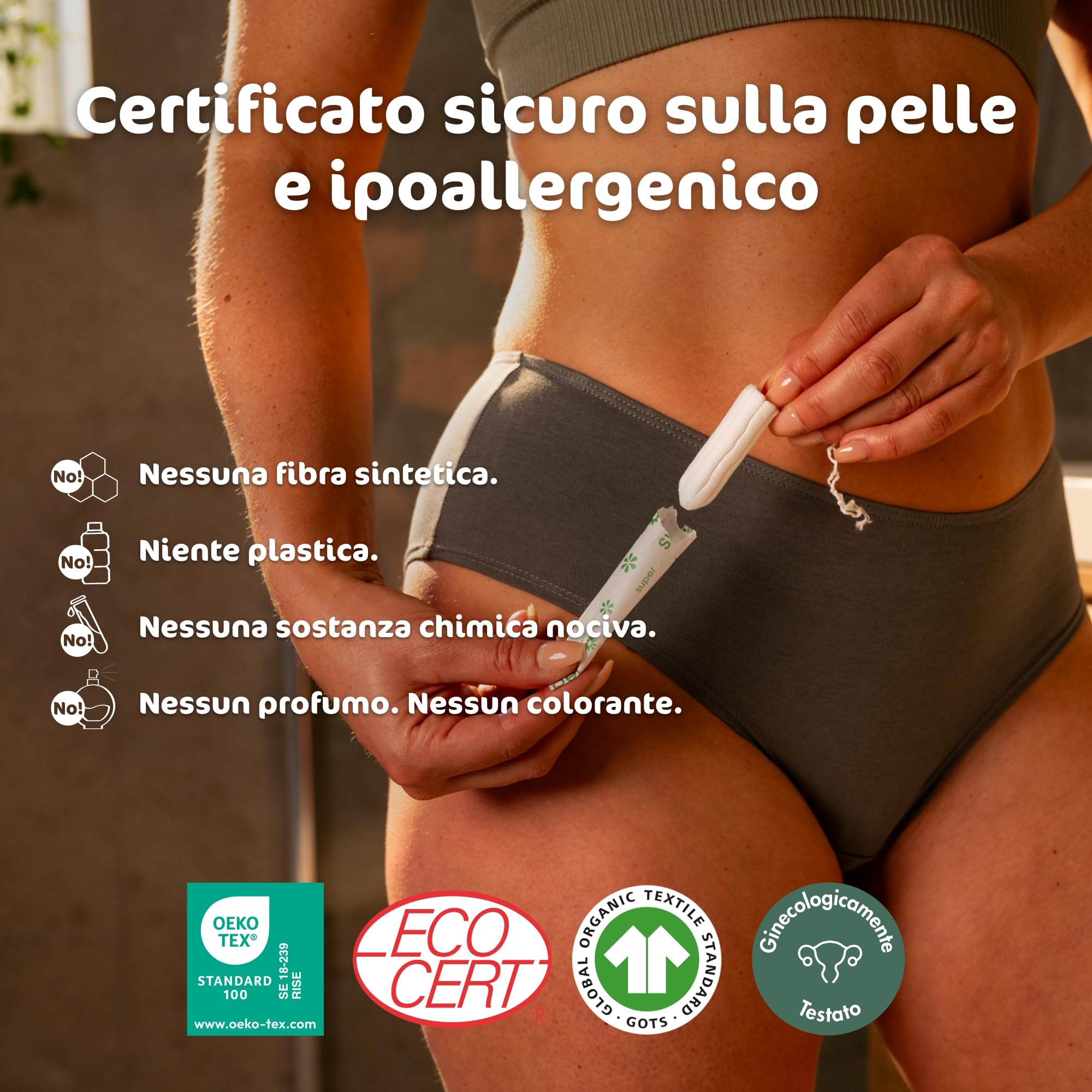 Eco By Naty, Assorbenti Interni digitale, Super, 18 assorbenti interni. Realizzati con fibre vegetali e vegani. 0% di plastica.