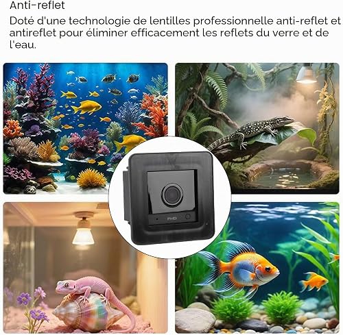 Plyisty Telecamera per Acquario 2K con Lente Antiriflesso, Telecamera per Acquario WiFi Grandangolare da 140°, Rilevamento del Movimento AI, Audio Bidirezionale, Visione Notturna per - 4