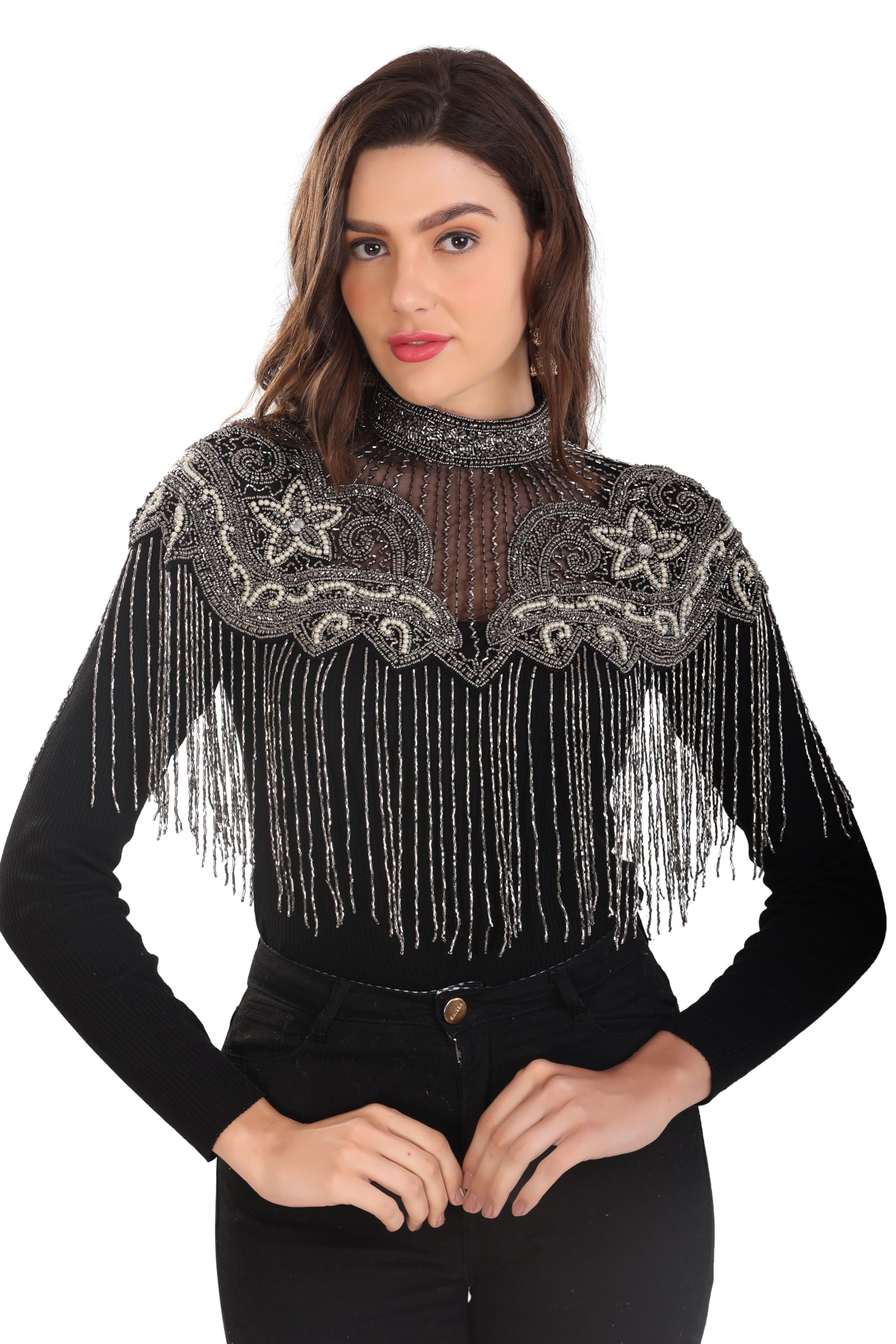 Poncho For Women's New Stylist High Beads With Unique Desinge-picture-11