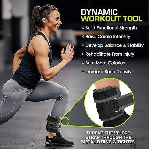 Miniatura 4 de ProsourceFit Juego de 2 pesas para tobillo y muñeca, ajuste cómodo ajustable, para mujeres y hombres