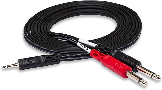 Hosa Stereo BRKT 3.5 MM to Dual 1/4 in TS 10 Ft