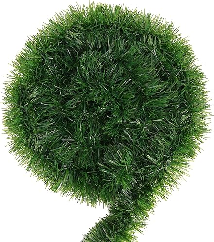 Guirnalda verde de Navidad, 50 pies, tallos de oropel vegetal, no iluminados, decoración de guirnalda suave para árbol, escaleras, barandilla,