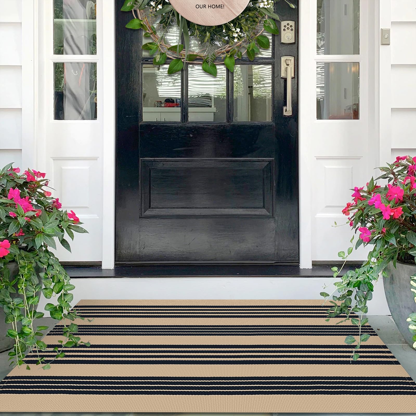 Front Patio Rug Amazon.com: IOHOUZE Black and Tan Striped Rug 2.3'x3.6' Front Door Rugs ...