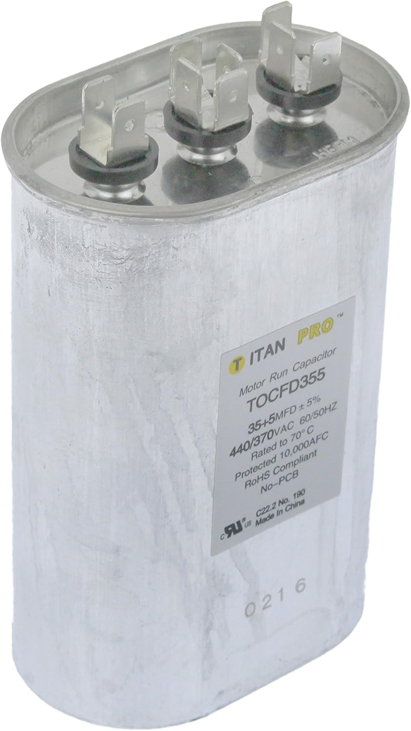 Run Capacitor, 35+5 MFD, 440/370V, Oval