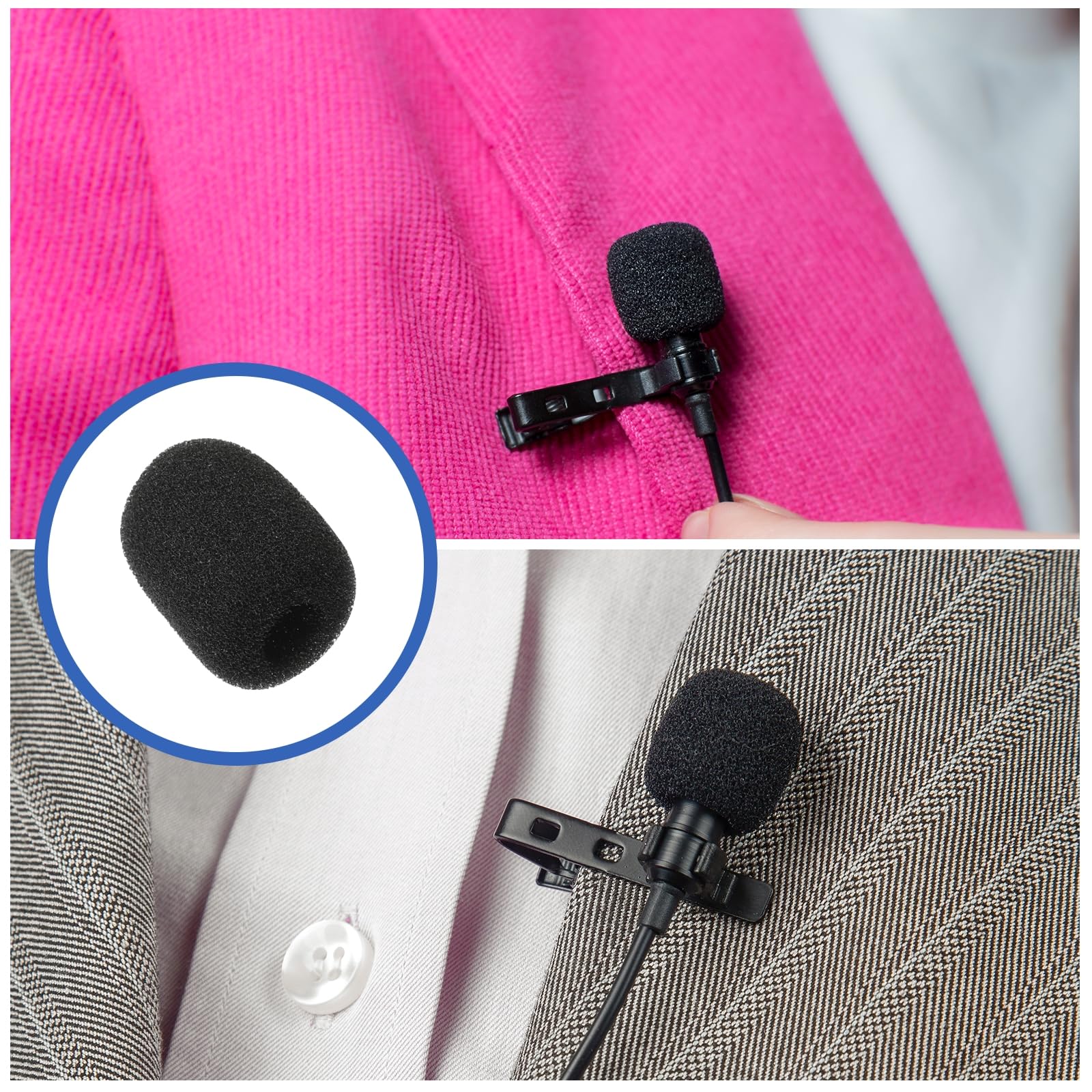 MECCANIXITY Funda de micrófono de espuma para parabrisas de 5 mm con tapa negra para micrófono de 0,5 a 1,2 mm, 1 juego