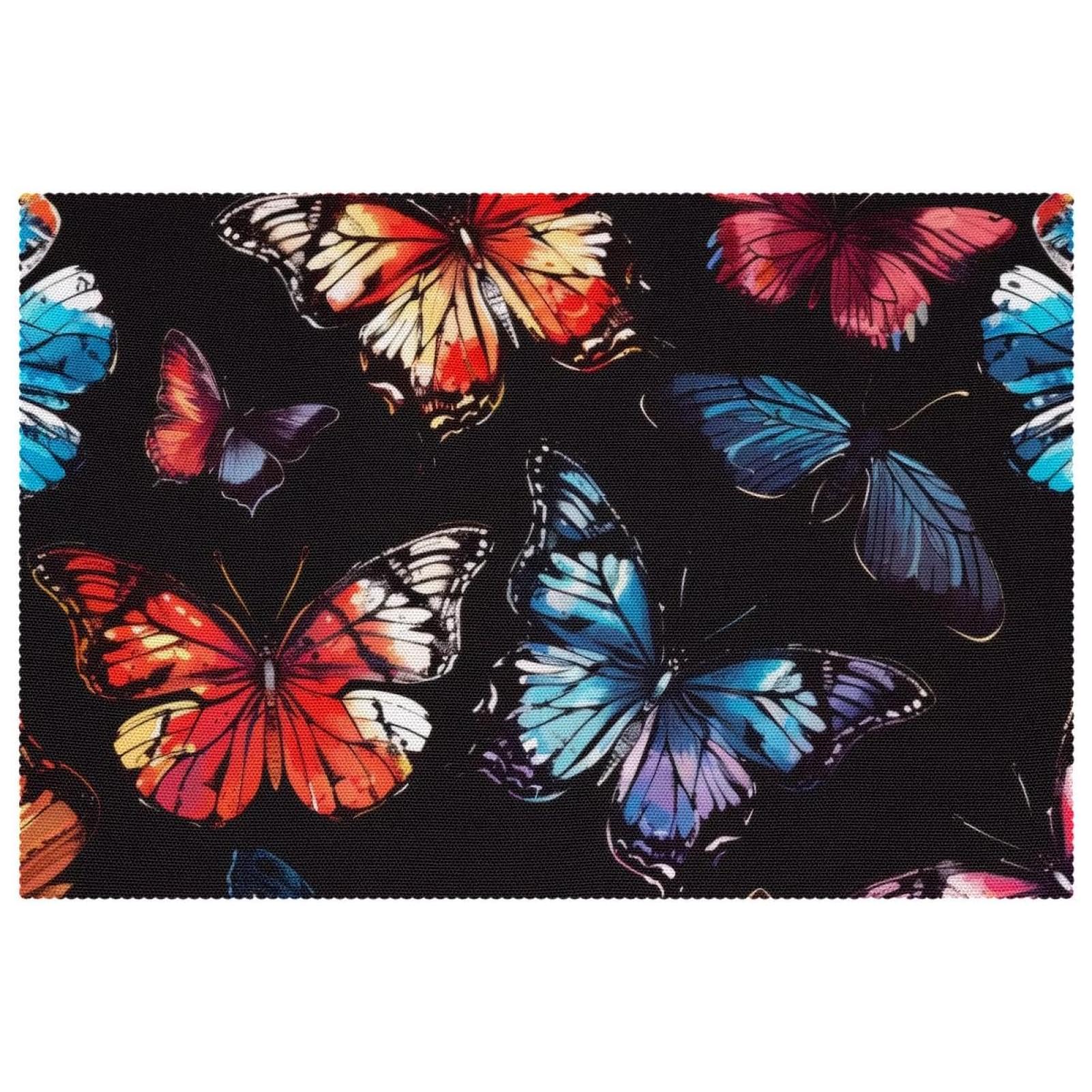 Set de table de salle à manger haut de gamme lot de 6 antidérapant imprimé papillon