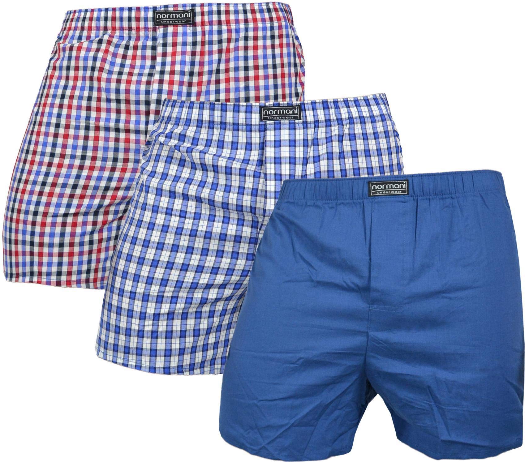 normani 3 x Herren Web Boxershorts aus Reiner Baumwolle