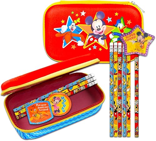 Miniatura 2 de Mickey Mouse Juego de suministros escolares – Paquete de papelería de Disney con estuche de Mickey Pencils, lápices de Mickey, adornos para lápices,