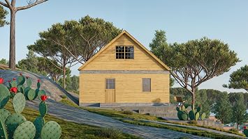 Tiny Home Cabin Plans 24x38 Two Story 3 Bedroom - Floor Plans, Elevations, Foundation & More