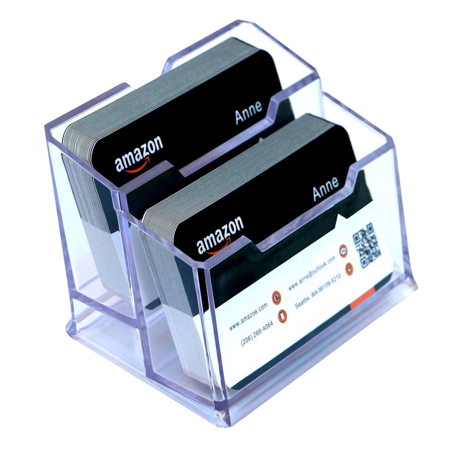 SNDIA Business Card Holder 2 Tiers Acrylic Visiting Card Stand