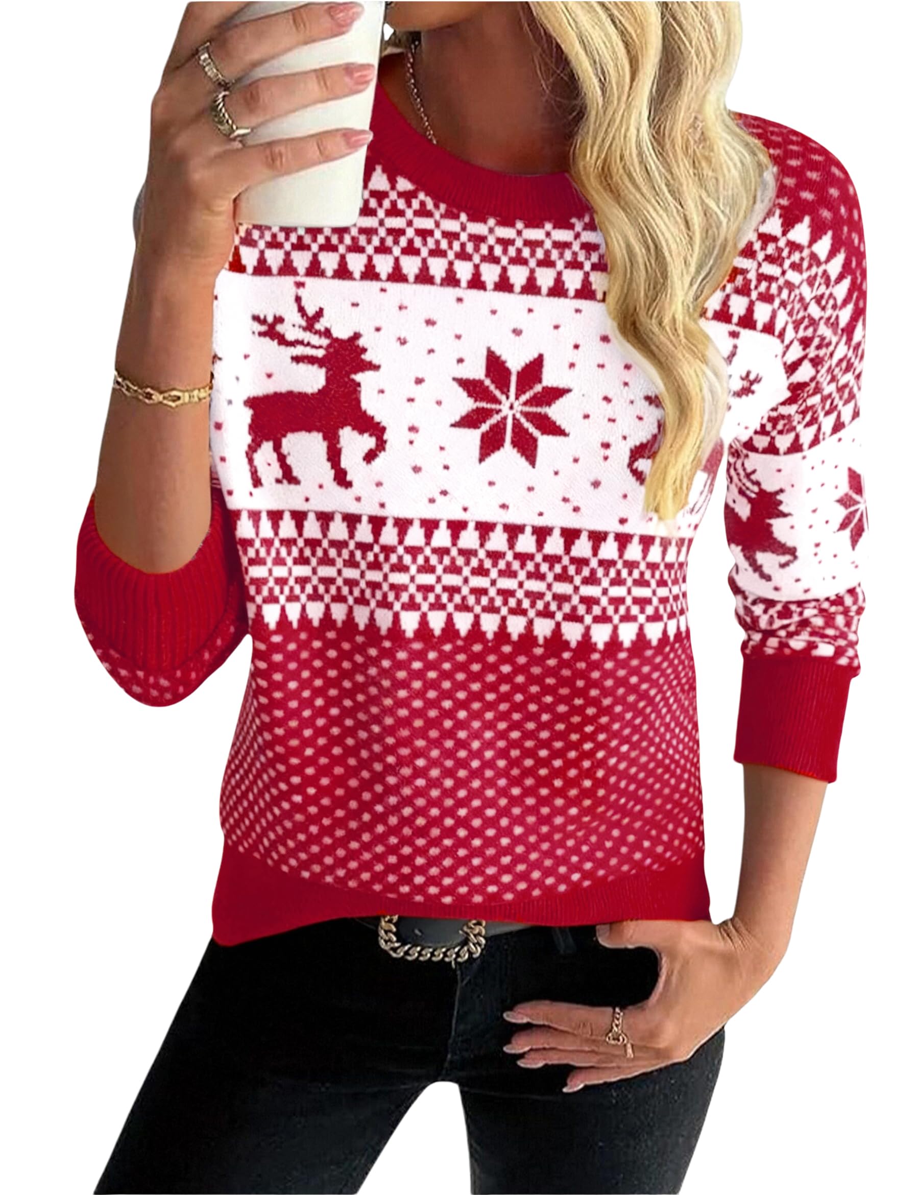 Uniexcosm Pull De Noel Femme Pullover Noel Femme Chaud Col Rond Hiver