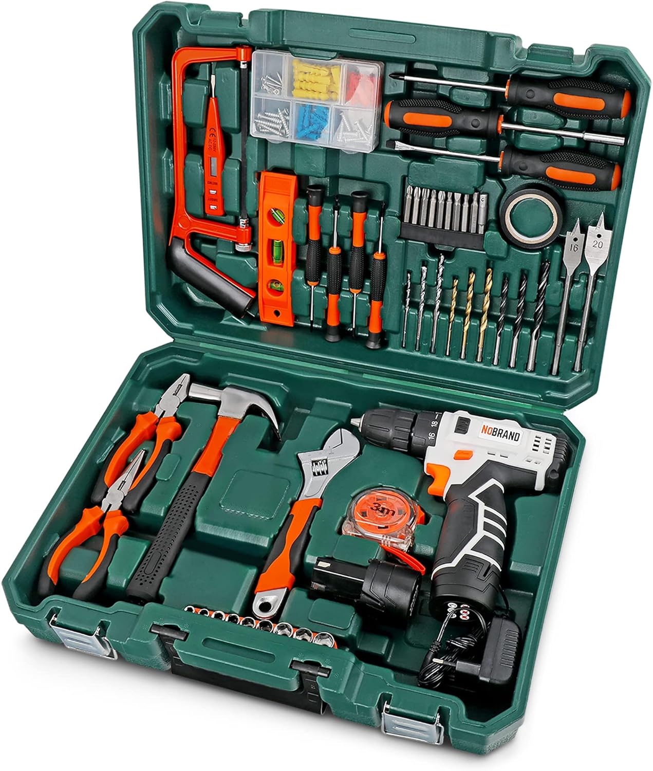 HiSpec Complete Hand Tool Kit Set. Cordless Screwdriver & Drill Kit