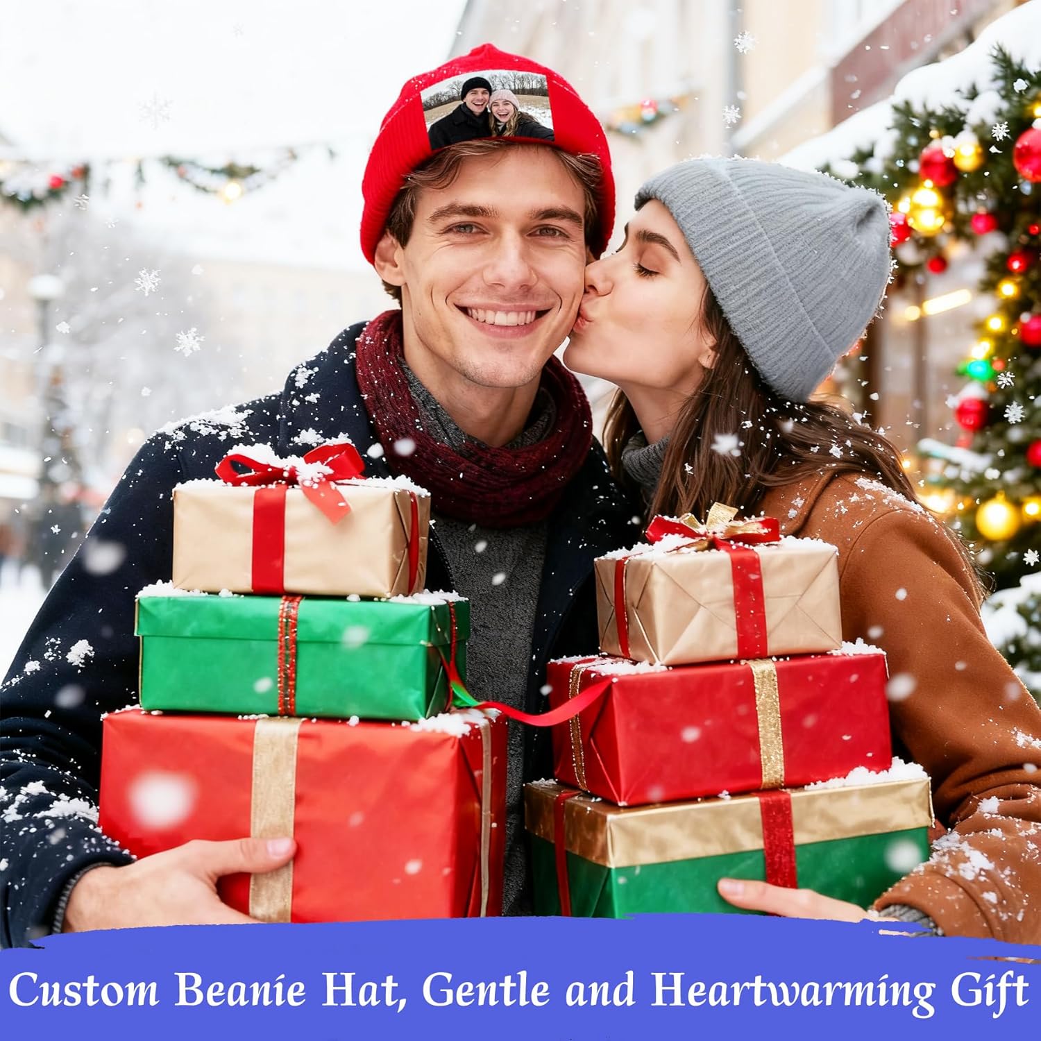 Custom Beanie Hats Bulk, Personalized Winter Knitted Hat for Men Women Unisex, Customized Knit Hats with Logo Text Photo - Image 8