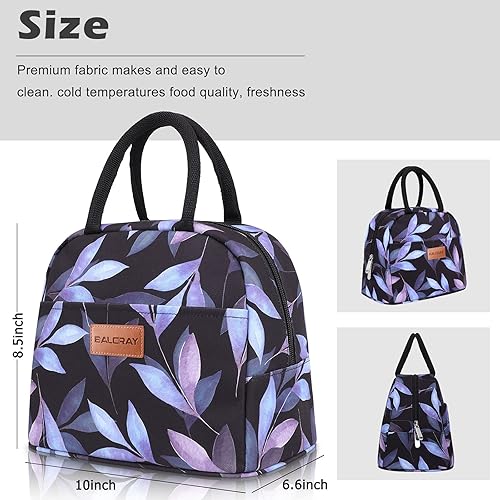 Miniatura 4 de BALORAY - Lonchera para mujeres y hombres, con aislamiento, para adultos, reutilizable, para el trabajo, picnic, escuela o viajes (hojas azules)