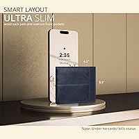 Vista 86 de Carteras RFID delgadas para hombres - Cartera de bolsillo frontal de piel genuina Marrón vintage