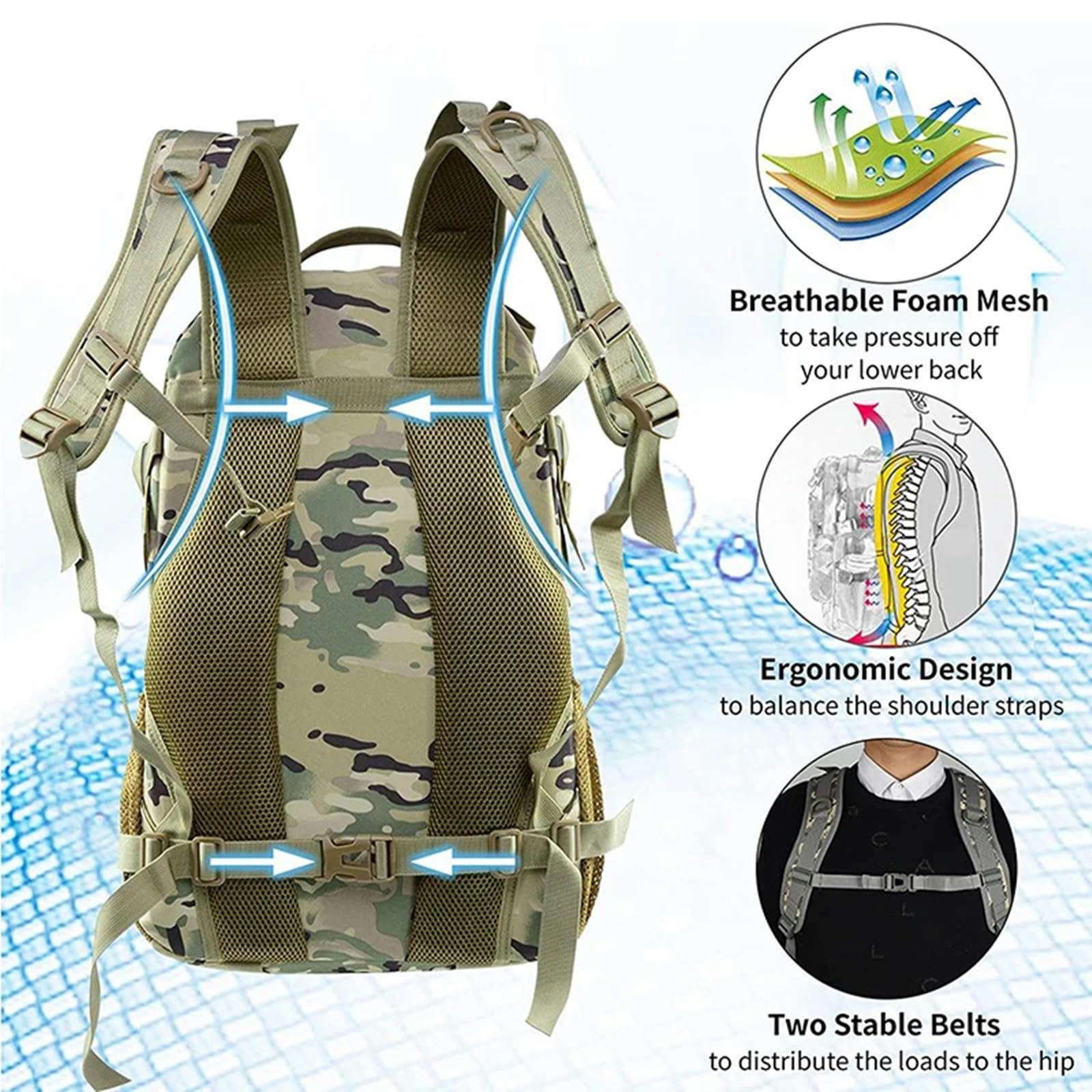TEidea Zaino da Viaggio Borse per Escursioni E Pacchetti -35L di Zaini da Uomo Ideali per Sport, Campeggio, Escursioni, Trekking, Pesca