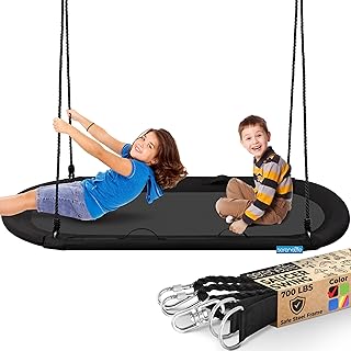 SereneLife Oval Saucer Swing 170cm, Giant Outdoor Seat with Universal Hanging Kit, Weatherproof and Water-Resistant, Includes Carry Bag, Supports up to 317kg, Outdoor Playground Accessories for Kids