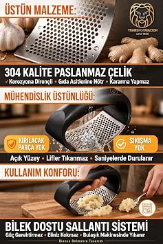 Transformacion Sallantılı Model Rocker Sarımsak Ezici Ergonomik Pratik Zencefil Sebze Meyve Püre Yapıcı Pres 304 Paslanmaz Çelik 721211