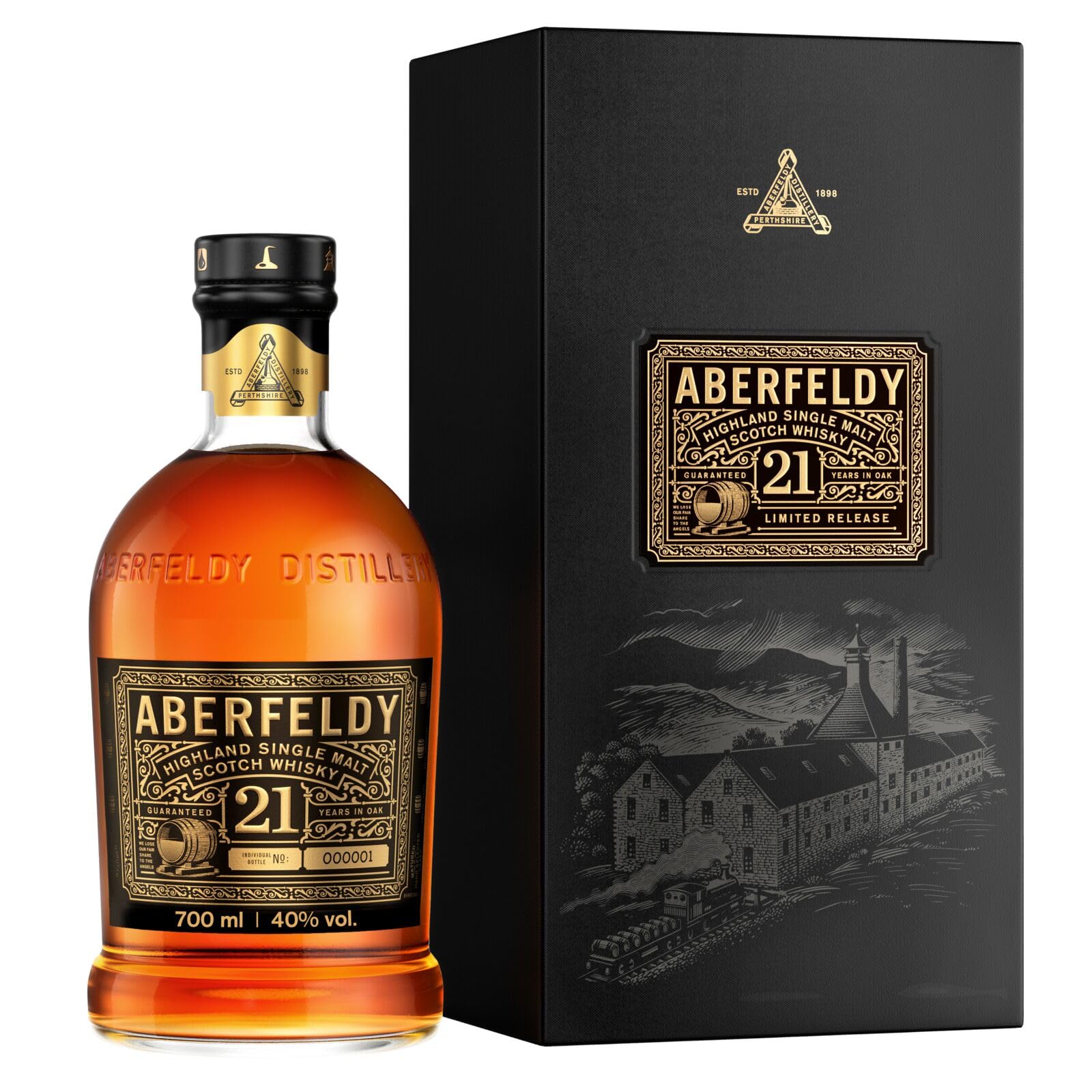 Aberfeldy 21 Year Old Single Malt Scotch Whisky, 40% vol., / , Premium Whisky Aged in Four Cask Types (70cl)
