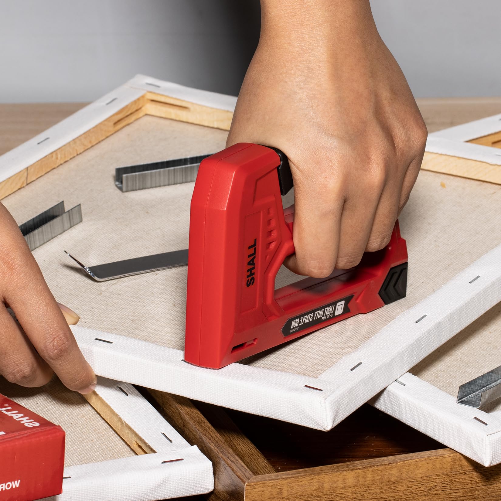 SHALL Graffettatrice Leggera per Legno -per Tappezzeria con 1600 Graffette JT21 da 1/4, 5/16, 3/8" e levapunti - Graffettatrice per Tessuti per Artigianato