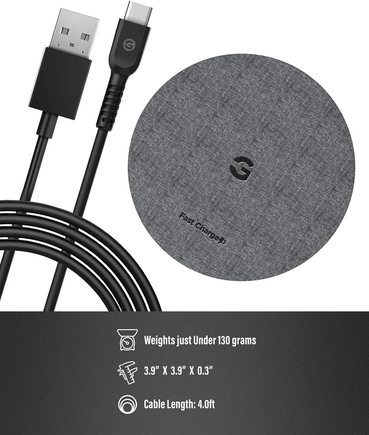 Encased Wireless Charger Pad for Samsung Models (Quick Charge 3.0) Galaxy Note/ S10 / S20 Plus / S21 / S22 / S23 Ultra (Fast Charging Qi Enabled) Non-Slip, Case Compatible (Premium Metal Construction)