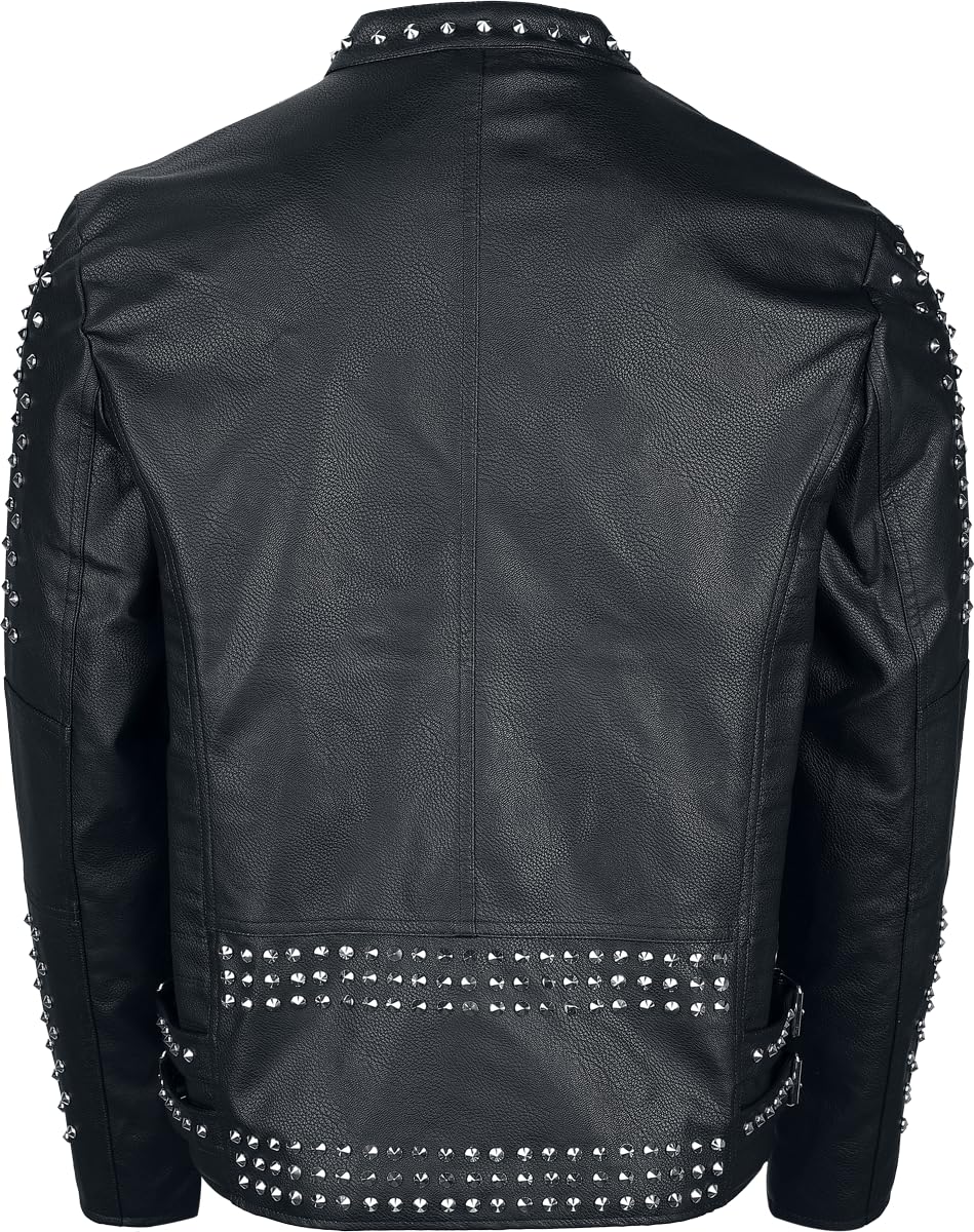 Rock Rebel by EMP Uomo Giacca in ecopelle nera con borchie in pizzo