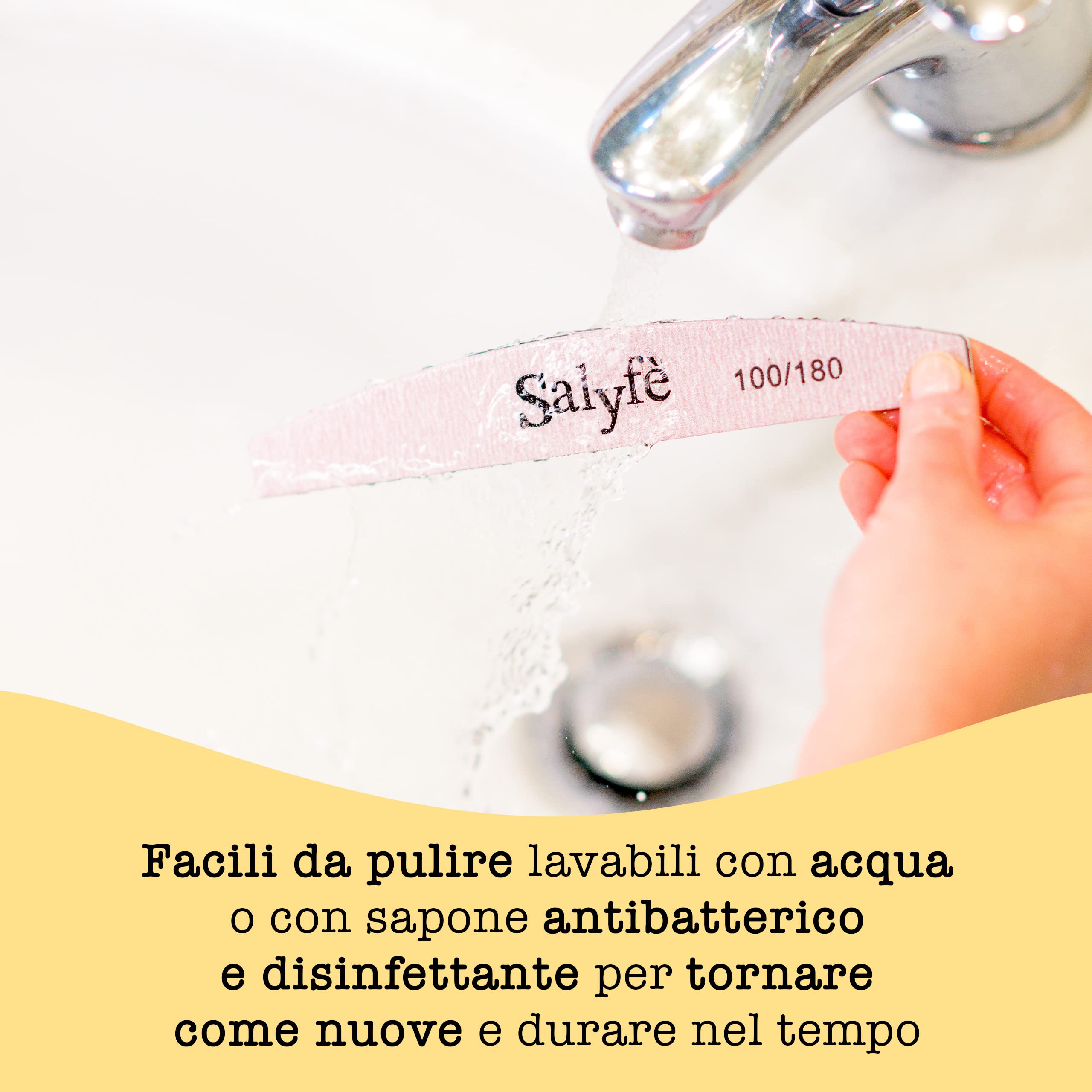 Lime Unghie Salyfè | Lima Unghie Professionale | Lavabile | Mezza Luna | Per Ricostruzione Unghie Nail Art | Grigio
