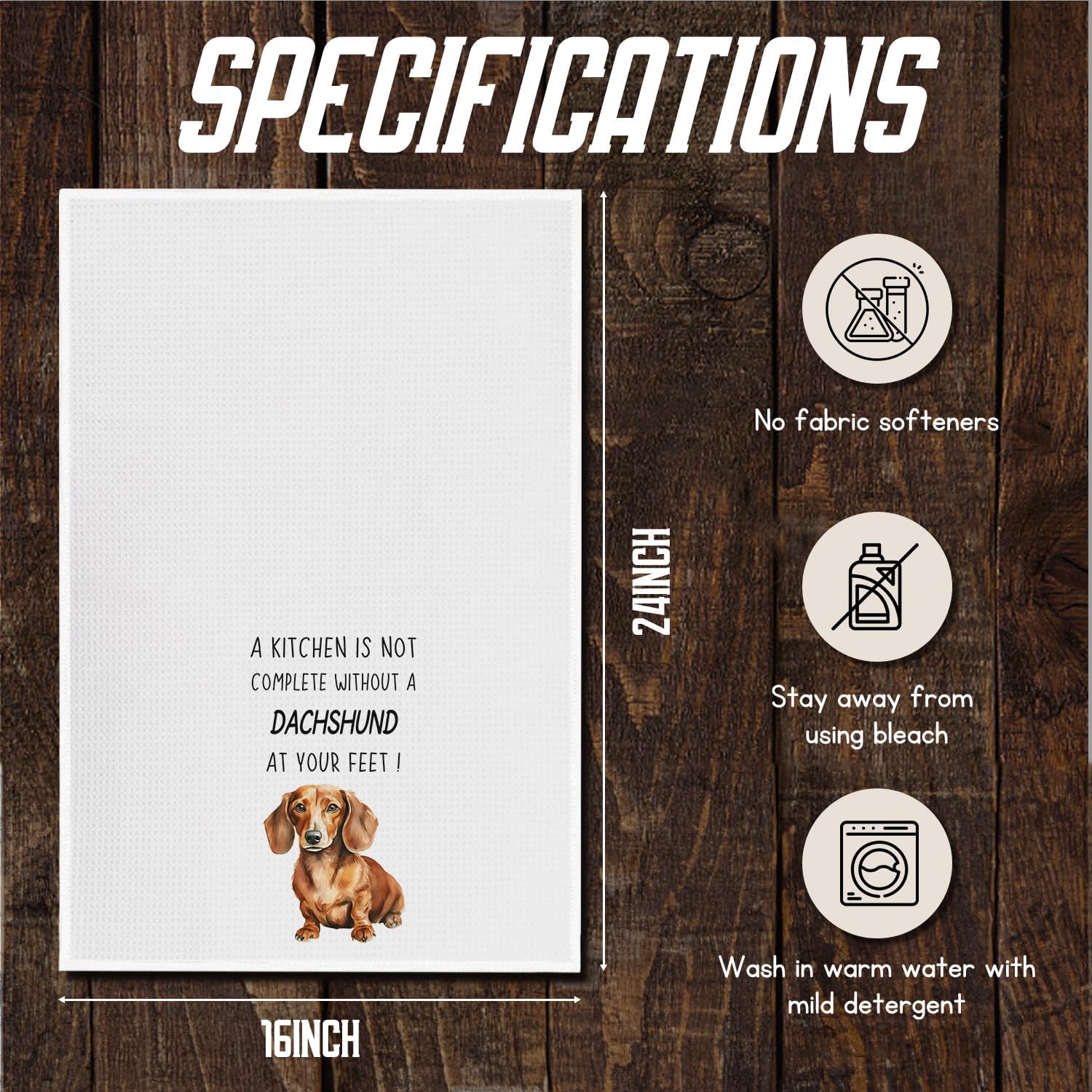 Cilri Dachshund Kitchen Towels,Funny Dachshund Hand Towels,Dachshund Dish Towels Decor for Bathroom Kitchen,Dachshund Decor,Dachshund Gifts,Dachshund Gifts for Women,16 X 24 Inches Set of 2 - Image 6