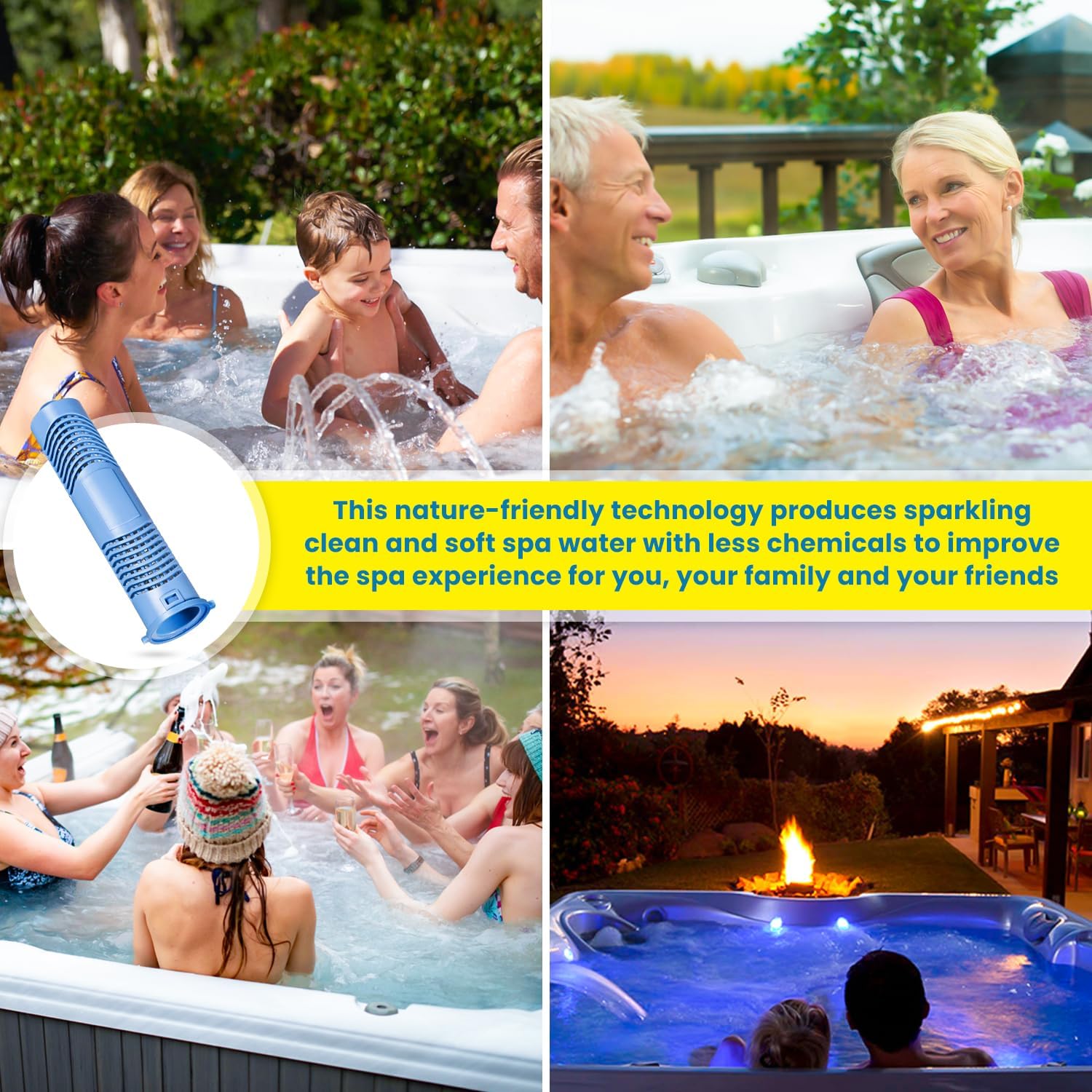 Replacement for Jacuzzi Mineral Cartridge Spa Stick 2890-185 Hot Tub Filter for All Jacuzzi J500 J400 J300 J-LX Series Hot Tub Filtration System All Spa Flow Rates Up to 500 Gallons Blue, 12-Pack