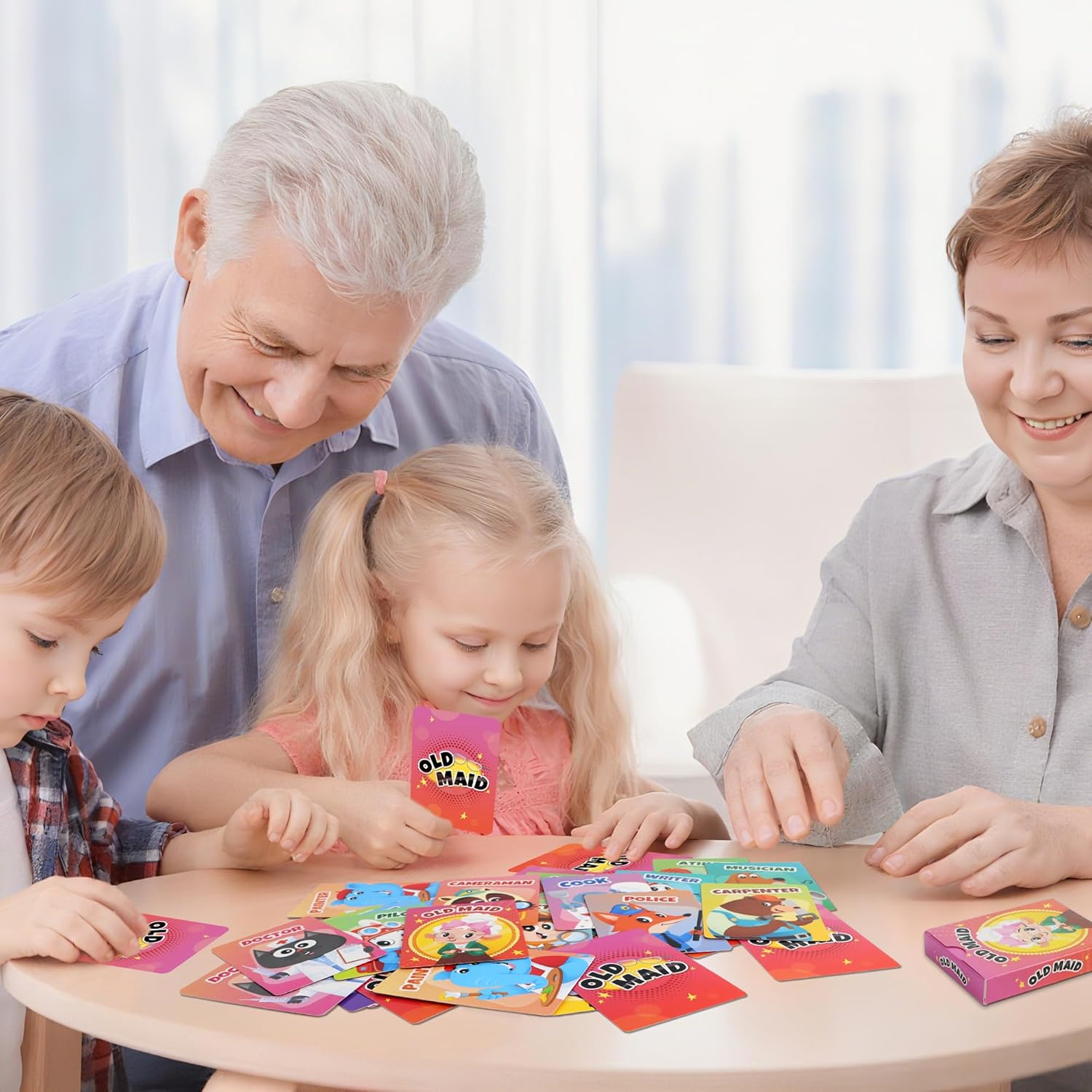 Go Fish and Old Maid Card Games,Kids Card Games for Ages 4-8,Family Games For Kids Adults Toddlers,Classic Card Game for Travel Classroom Table Party Games,Stocking Stuffers Birthday Gifts (4 Pack)