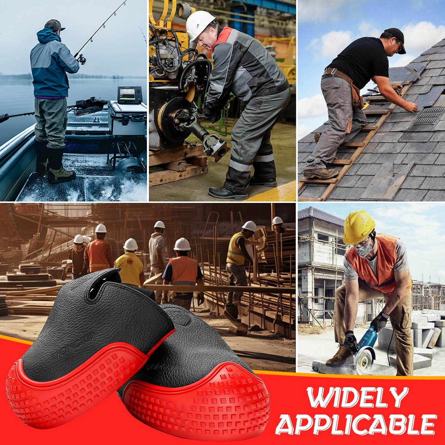 ASTM Certified Slip & EN 22568 Steel Toe Cap Safety Overshoes Workplace Anti-smash Cover with Adjustable Strap Waterproof Work Boot Covers for Men/Women L(Size10-13US)