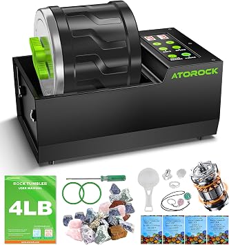 A1 Professional Rock Tumbler Kit, 4LB Extra-Large Barrel with Cutting-Edge Brushless Motor, Adjustable Speed & Timer, Durable Metal Base for Adults & Rock Collectors   Includes Full Accessories