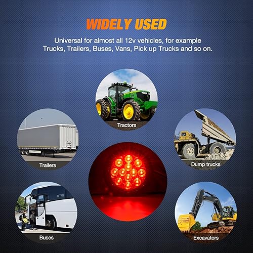 Miniatura 15 de Nilight Luz de faro trasero, redonda, 4 pulgadas, 2 piezas, 24 luces LED blancas, parada, freno, giro, ojales de montaje empotrado, impermeabilidad