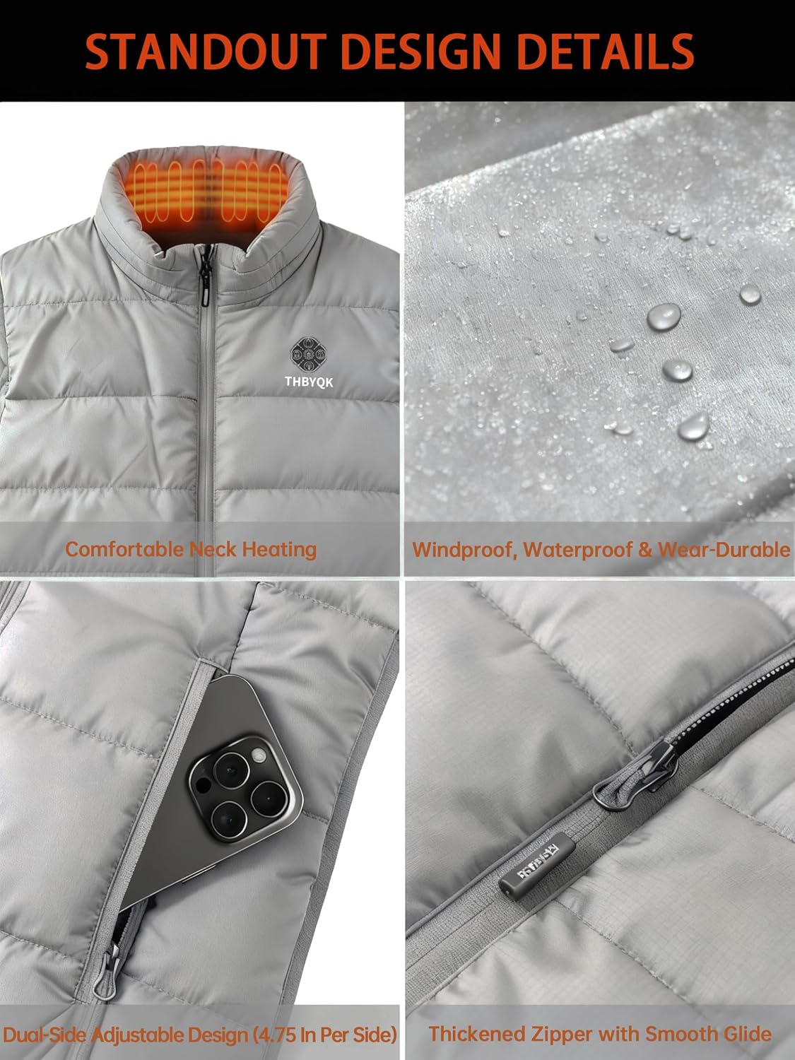 21 Heated Zones Heated Vest, with 40000mAH 7.4V Battery Pack Heated Vest for Men & Women, 5 in 1 Smart Controller - Image 3